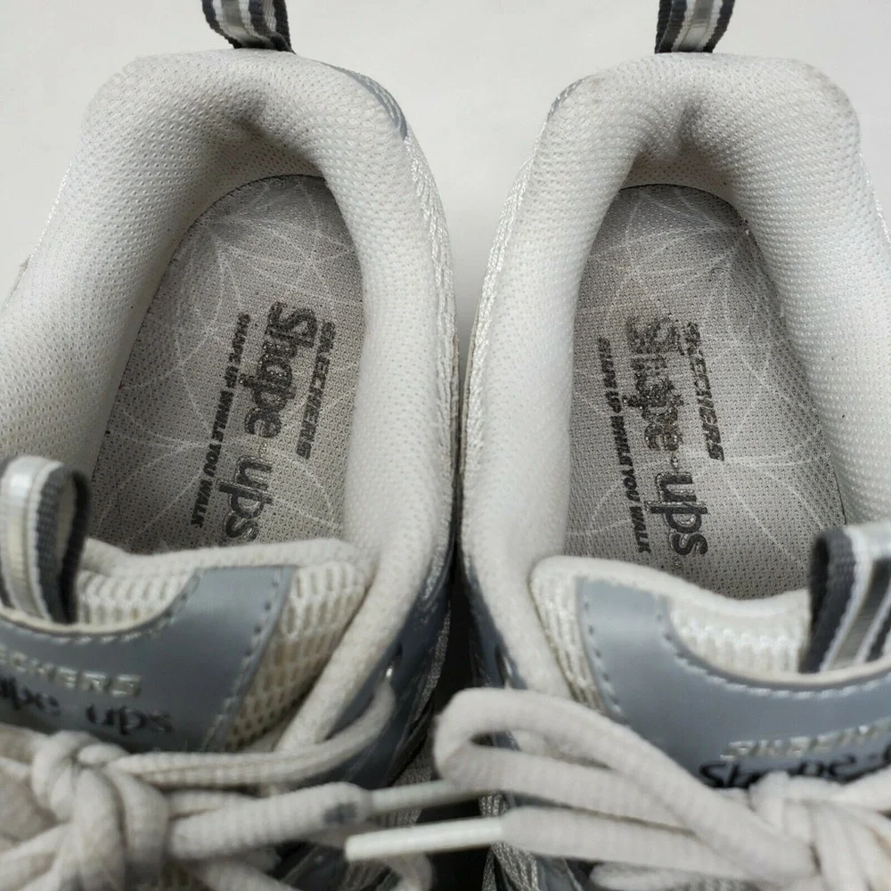 WOMENS SKECHERS SHAPE UPS WHITE MESH WALKING SHOES